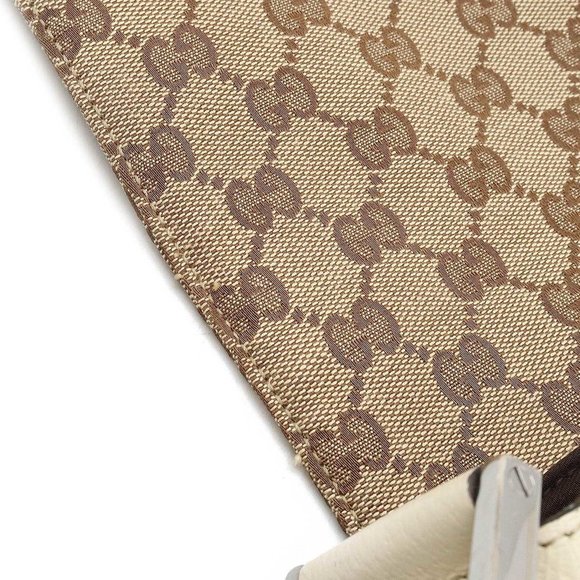 GUCCI GG canvas shoulder bag, leather, khaki beige, ivory, white, 146236 - Picture 9 of 10